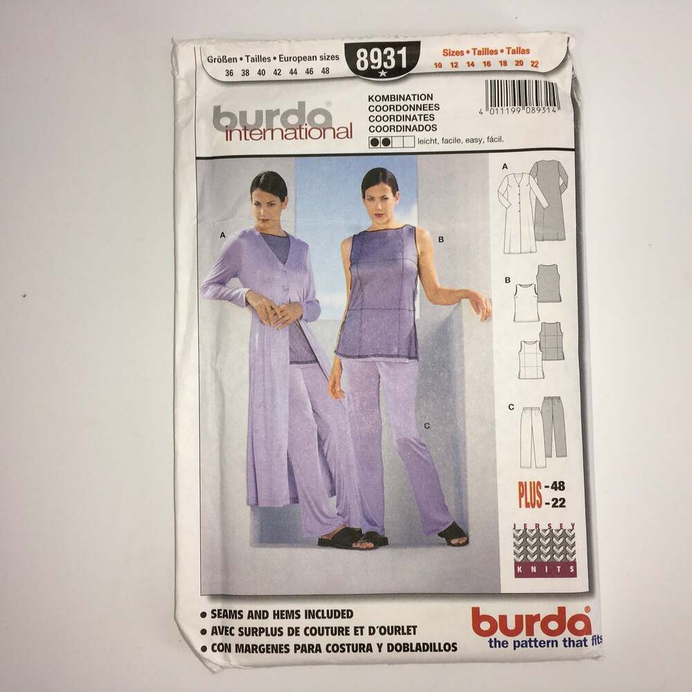 Burda Sewing Pattern 2678 Y2K Scandi Girl Shirt Top Pant Minimalist 10-22 UNCUT